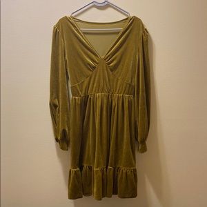 Velvet Yellow/Green Dress SHEIN